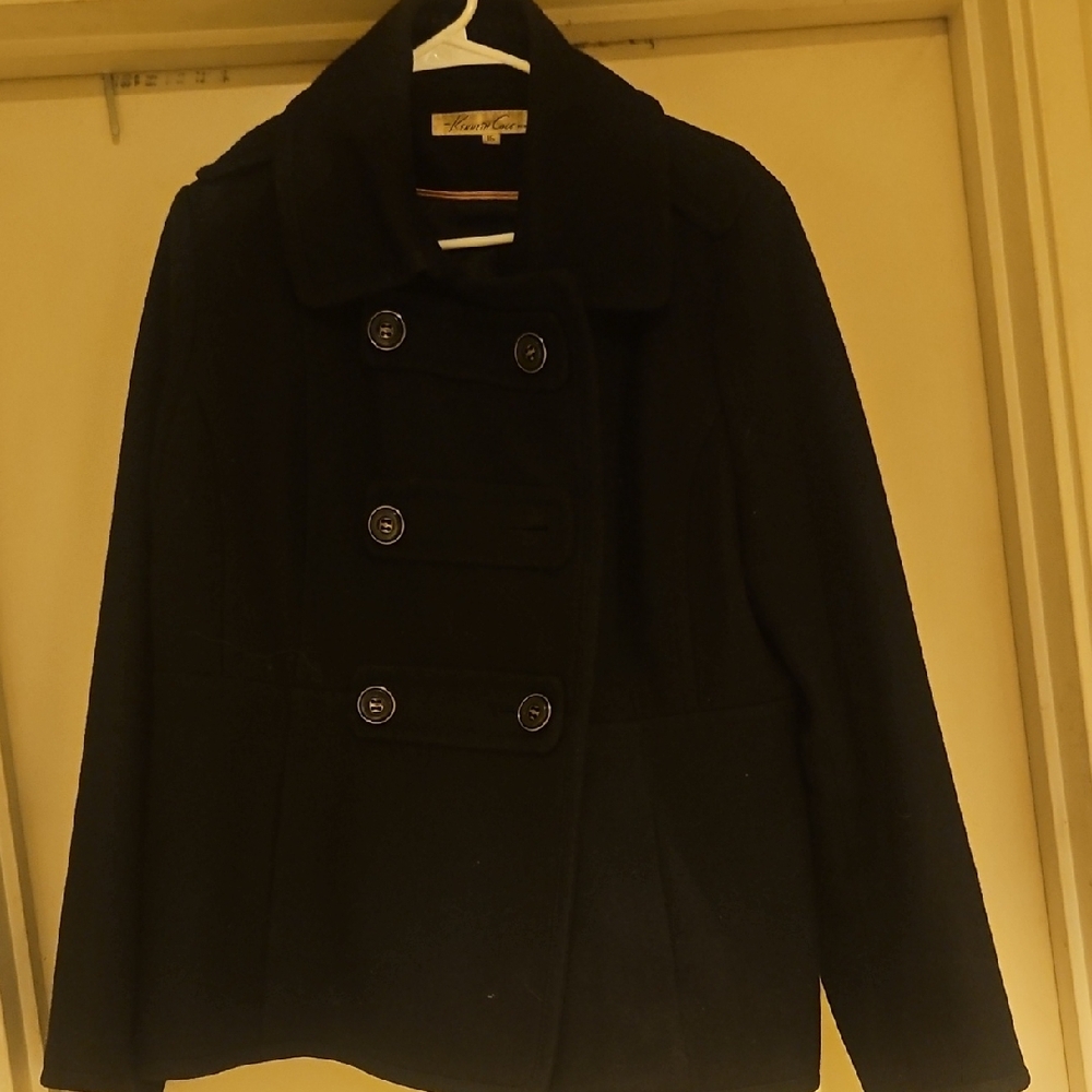 Kenneth Cole New York Black Double-Breasted Peacoat